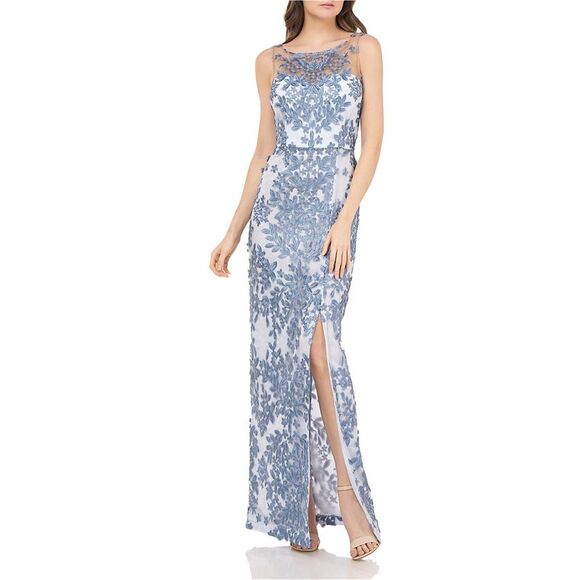 JS Collections Womens Floral Gown Dress, blue, 4 - Picture 1 of 2